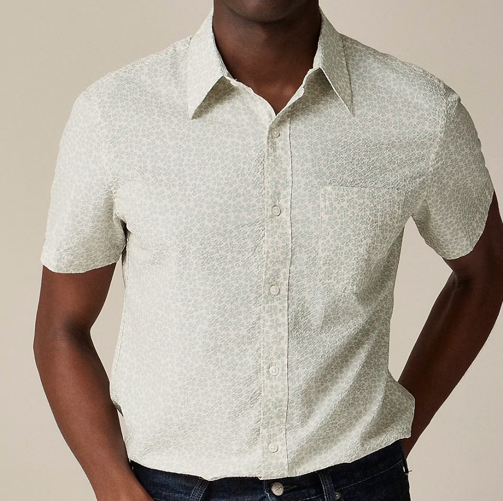 J. Crew Men's Seersucker Shirt NEW Size Large